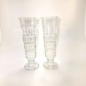 Vintage Crystal Champagne Glasses Set of 2 Stamped Italy 21 Like New MCM Heavy